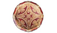 Vintage Italian Florentine Florence Red Gold Wood Ornately Decorated Medium Serving Lap Tray Handled Decoration c1950-60's