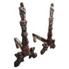 Antique French Manoir Mansion Chateau Large Heavy Iron Firedogs Fire Dogs Fireplace Fire Place Decor Movie Prop c1800's