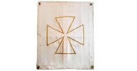 Antique Maltese Cross Church Chapel Cathedral Gold Applique Hanging Framed Wall Decor Religious Artifact c1910's