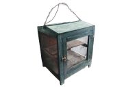 Vintage French Green Wood Hanging Fromagiere Faux Gras Sausage Cupboard Storage Chest Display Cabinet Kitchen c1950-60's