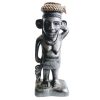 Vintage Indonesian South Pacific Oceania Woman With Basket & Child Decorative Wooden Decor Carving Sculpture c1980-90's