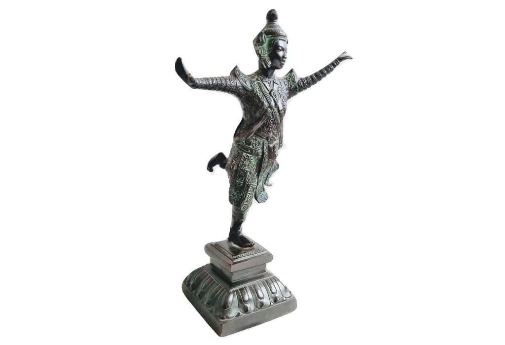 Antique Thai Bronze Metal Dancer Dancing Temple Buddhism Ornament Decoration Meditation Enlightment DAMAGED c1910-20’s 2