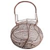 Vintage French Rustic Rusty Wire Egg Collecting Harvesting Basket Storage Display Hanging Prop Display circa 1950's
