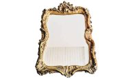 Vintage English Gold Mirror Plaster Wood Gift Glass Mirror Decorative Ornate Antique Style Look Decor circa 1970's
