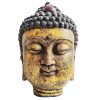 Vintage Chinese Buddha Metal Gold Leaf Cast Iron Temple Buddhism Ornament Decoration Meditation Enlightment circa 1930-50's