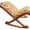 Vintage French Wooden Brown Padded Cushioned Rocking Footrest Foot Rest Support Natural Wood Rest Period Prop c1950-1960's