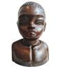 Vintage French F Des fontaines Boy Bust Wooden Statue Figurine Carving Sculpture Wood Decorative Ornament Display c1960-70's