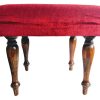 Vintage French Wooden Red Brown Padded Cushioned Footrest Foot Rest Stool Natural Wood Rest c1960-70's