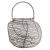 Vintage French Rustic Rusty Wire Egg Collecting Harvesting Basket Storage Display Hanging Prop Display circa 1950's