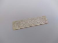 Alternative view of Antique Chinese Mother Of Pearl Lotus Flower Long Rectangular Decor Gaming Chip Counter Ornately Engraved Marker c1850s