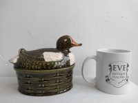 Alternative view of Vintage Portugese GEO French Ceramic Duck Egg Keeper Lidded Terrine Pate Pot Store Container Ornament Kitchen c1960-70's