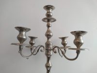 Alternative view of Vintage French Large Silver Metal Candlestick Candle Holder Stand Centrepiece Lantern Lamp Wedding Decor Design c1970-80's