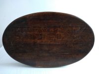 Alternative view of Vintage French Wooden Brown Natural Varnished Wood Small Oval Table Stand Display Rest Plinth Prop c1940-50's