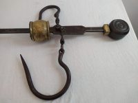 Alternative view of Vintage French Brass Iron Large Butcher Commercial Industrial Animal Hanging Weighing Hooks Scale Shop Heavy Prop c1950's