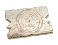 Antique Chinese Mother Of Pearl Lotus Flower Twine Winder Love Dove Decor Gaming Chip Counter Ornately Engraved Marker c1850s