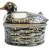 Vintage Portugese GEO French Ceramic Duck Egg Keeper Lidded Terrine Pate Pot Store Container Ornament Kitchen c1960-70's
