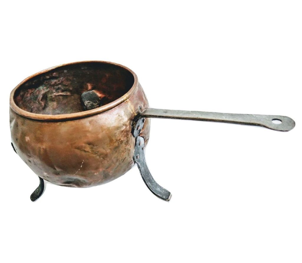 Vintage French Bain Marie Small Copper Saucepan Cooking Pot With Repairs Prop Display Kitchen Decor circa 1920-30’s