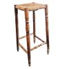 Vintage French Large Wooden Brown Natural Wood Woven Wicker Stool Chair Stand Display Rest Plinth Seating Prop c1970-1980's