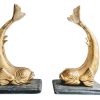 Vintage French Large Decorative Mantlepiece Centrepiece Brass Koi Carp On Stand Decorative Display Showcase Prop c1920-40's