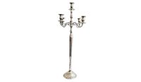 Vintage French Large Silver Metal Candlestick Candle Holder Stand Centrepiece Lantern Lamp Wedding Decor Design c1970-80's
