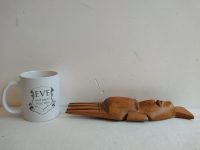 Alternative view of Vintage African Wooden Mask Ornament Hanging Wall Hanging Decor Carved Statue Carving Sculpture Wood Tribal Art c1960-70's