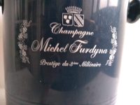 Alternative view of Vintage French Blue White Plastic Michel Furdyna Champagne Wine Ice Bucket Cooler Display Stand Pot Handled c1980-90's