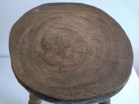 Alternative view of Vintage French Wooden Brown Wood Small Milking Stool Chair Stand Display Rest Plinth Seating Prop Barley Twist c1950-1960's