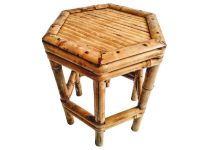 Vintage Thai Bamboo Small Wooden Brown Natural Wood Small Shelf Shelving Table Stand Display Plinth Prop circa 1980-1990's