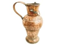 Vintage Dutch Copper Hand Hammered Large Jug Urn Pot Handled Vase Ornament Decoration Prop circa 1920-40's
