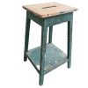 Vintage French Wooden Green Brown Natural Wood Large Stool Chair Stand Display Rest Plinth Workshop Seating Prop c1950-60's