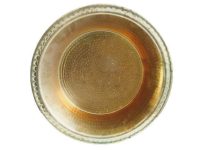 Vintage French Heavy Substantial Hand Hammered Concave bottomed Brass Metal Sink Bowl Dish With Hanging Hook circa 1960-70's