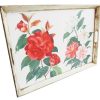 Vintage English Wooden Wood Shabby Chic Style Serving Tray Dish Platter Decorative Table Rose Decor circa 1960-70's
