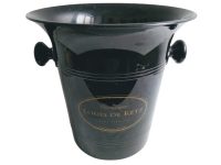 Vintage French Black Gold Plastic Louis De Retz Champagne Wine Ice Bucket Cooler Display Stand Pot Handled c1980-90's