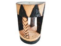 Vintage French Wooden Brown Natural Burnt Wood Small Stool Chair Stand Display Rest Plinth Seating Prop circa 1990's