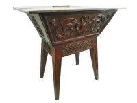 Antique French Wooden Brown Wood Natural Small Side Table Dough Box Stand Display Rest Plinth Heavily Worn Prop c1880-1900's