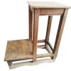 Vintage French Wooden Brown Wood Prayer Praying Kneeling Stool Chair Nursing Childs Seating Kneel Pray Design c1940-50's
