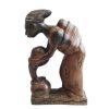 Vintage African Woman With Baby Pouring Wooden Standing Decor Carved Statue Carving Sculpture Wood Tribal Art c1970's