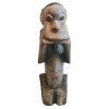 Vintage African Sitting Monkey Eating Wooden Standing Decor Carved Statue Carving Sculpture Wood Tribal Art c1960-70's