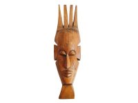 Vintage African Wooden Mask Ornament Hanging Wall Hanging Decor Carved Statue Carving Sculpture Wood Tribal Art c1960-70's