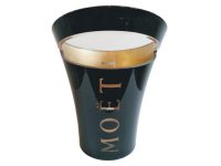 Vintage French Black Gold Heavy Plastic Moet & Chandon Champagne Wine Ice Bucket Cooler Display Stand Pot Handled c1980-90's