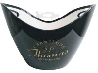 Vintage French Black Gold Plastic J P Thomas Champagne Wine Ice Bucket Cooler Display Stand Pot Handled c1980-90's