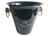 Vintage French Purple Blue Gold Plastic Philipe Leclaire Champagne Wine Ice Bucket Cooler Display Stand Pot Handled c1990's