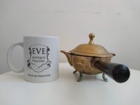 Alternative view of Vintage English EPNS Brass Small Stove Saucepan Pan Pouring Pot With Handle And Lid Tarnish Patina circa 1930-40's