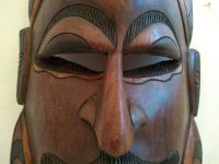 Alternative view of Vintage African Wooden Mask Hanging Wall Hanging Decor Carved Statue Carving Sculpture Wood Tribal Art c1980-90's