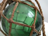 Alternative view of Vintage English Green Glass Fishing Buoy Marker Glass Ornament Display Traditional Fishing Cottage Style Decor c1930-50's