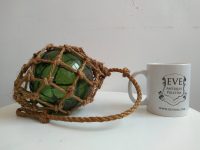 Alternative view of Vintage English Green Glass Fishing Buoy Marker Glass Ornament Display Traditional Fishing Cottage Style Decor c1930-50's