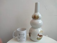 Alternative view of Vintage French White Ceramic Pastis Aperitif Water Alcohol Bottle Carafe Decanter Flask Deer Rabbits Vase circa 1970-80's