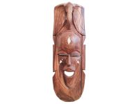Vintage African Wooden Mask Hanging Wall Hanging Decor Carved Statue Carving Sculpture Wood Tribal Art c1980-90's