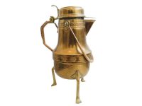 Vintage Indian Brass Lidded Jug Handled pitcher container kettle oil water tea coffee wine decor circa 1970-80's