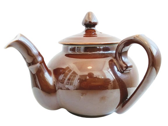 Vintage French Pillivuyt White Brown Tea Pot Teapot Ceramic Ornament Serving Display Traditional Ornate Design c1970-80’s